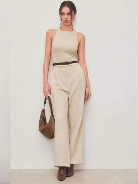 CIDER round neckline solid jumpsuit with belt